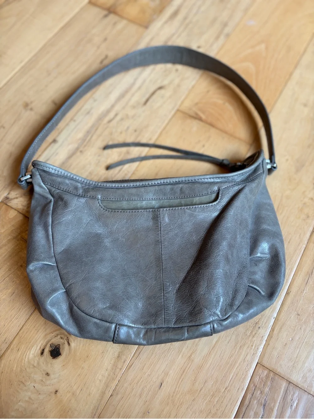 HOBO Slate Gray Leather Bag With flower lining